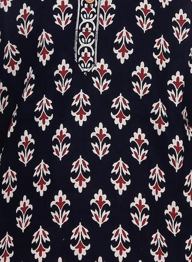 LITTLE DREAMS Traditional Jaipuri Print Dhoti & Kurta Set Special for Kids Black & Red 6-12 M - Image 5