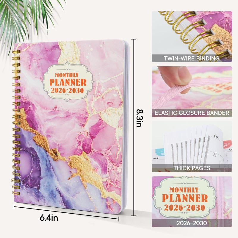 Aosemili 5-Year Monthly Planner 2026-2030, A5 Size, 60-Month Calendar with to-Do List, Spiral Bound Writing Plannner - Image 4