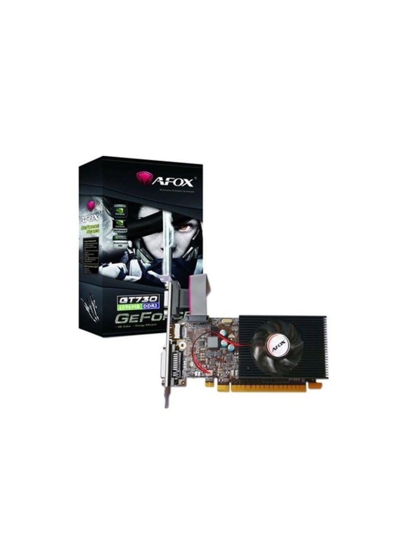 بطاقة رسومات AFOX GT730 بسعة 4GB و128 بت DDR3 منخفضة الارتفاع PCI-E جيل 2.0 بتردد 1333MHz 128 بت NVIDIA GeForce | AF7304096D3L6