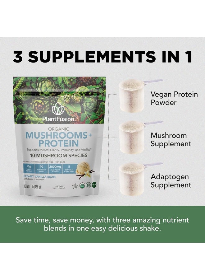 Plantfusion Mushroom Protein Powder - 3 in 1 Vegan Protein Powder, Mushroom Supplement, and Adaptogen Supplement - Support Mental Focus, Immunity, and Recovery - Vanilla 1lb - Image 3