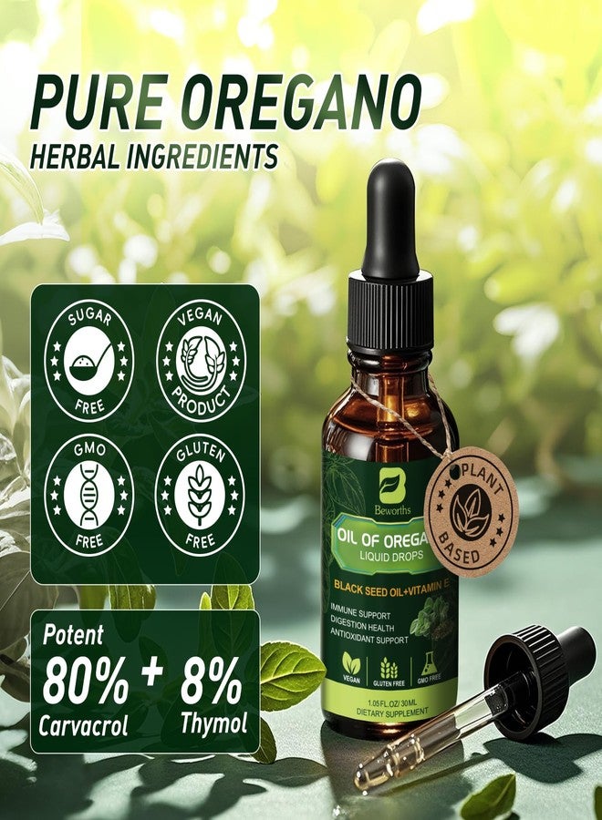 ب يستحق قطرات زيت الأوريجانو، زيت الأوريجانو مع زيت حبة البركة، فيتامين هـ، 80% كارفاكرول، مكمل غذائي من مزيج أعشاب الأوريجانو لدعم المناعة ومضادات الأكسدة، والهضم، والصحة العامة | نباتي | غير معدل وراثيًا | 30 مل - Image 5