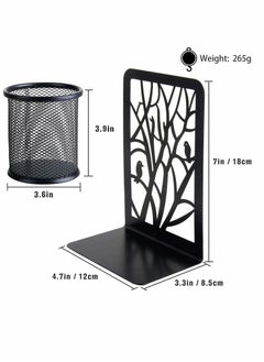 KASTWAVE Decorative Bookends, 2 Pair Metal 1 Free Pen Holder–Heavy Bookends for Shelves w/ Exquisite and Vivid Design, Excellent Low-Profile Addition to Any Decor  - Image 5