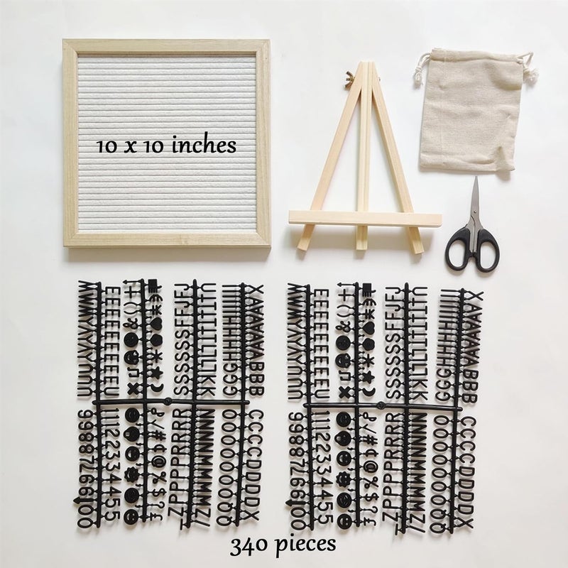 Felt Letter Board with Letters Changeable, Frame Wooden Message Board, Numbers, Symbols & Letters 340 Piece, Tripod Stand, for Baby Announcements, Milestones, Wedding Party Decor (White) - Image 2