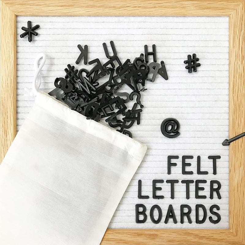 Felt Letter Board with Letters Changeable, Frame Wooden Message Board, Numbers, Symbols & Letters 340 Piece, Tripod Stand, for Baby Announcements, Milestones, Wedding Party Decor (White) - Image 1