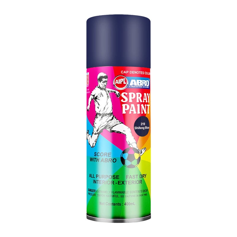 Abro SP-219 Multipurpose Colour Spray Paint Can (400ml, Shifeng Blue) DIY Quick Drying for Metal, Wood, Walls, Automotive Cars and Bikes - Image 1