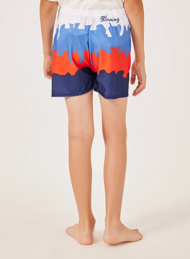 Styli Styli All-Over Print Elastic Waistband Swim Shorts