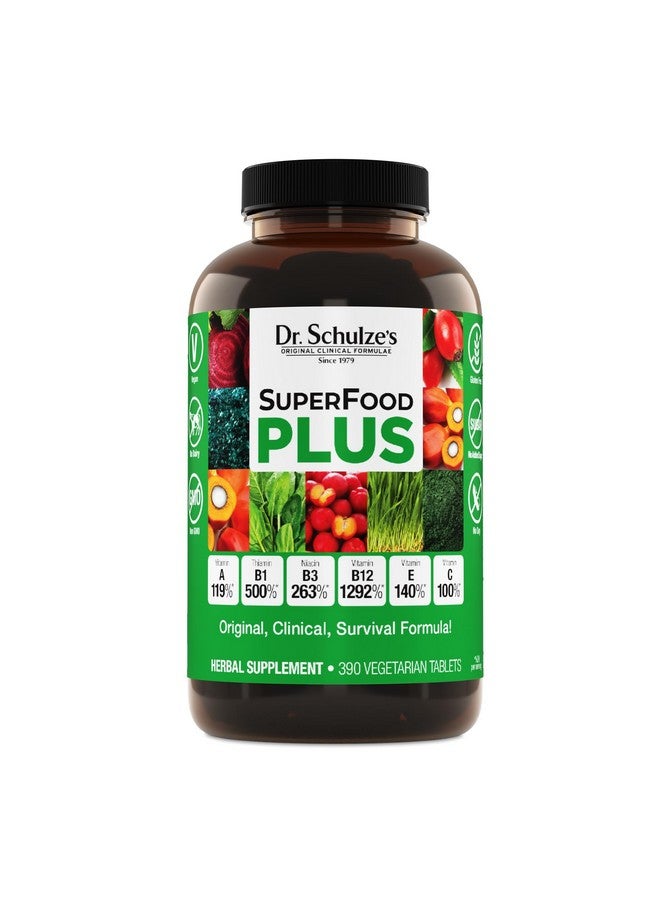 Dr. Schulze's SuperFood Plus | Vitamin & Mineral Herbal Concentrate | Daily Nutrition & Increased Energy | Gluten-Free & Non-GMO | Vegan | 390 Tabs | Packaging May Vary - Image 1