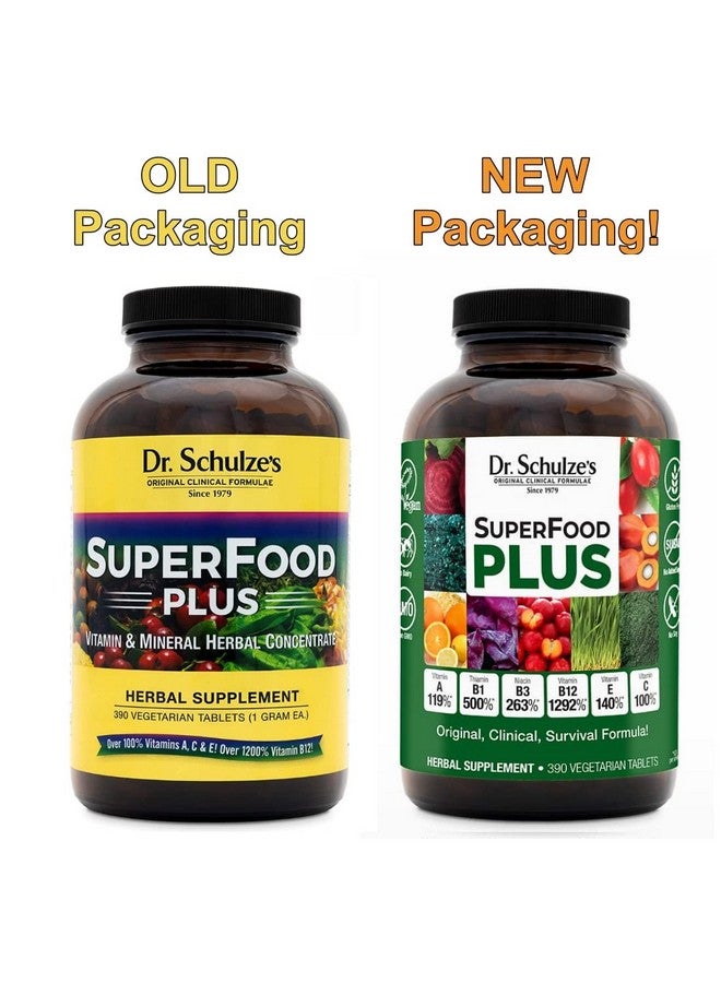 Dr. Schulze's SuperFood Plus | Vitamin & Mineral Herbal Concentrate | Daily Nutrition & Increased Energy | Gluten-Free & Non-GMO | Vegan | 390 Tabs | Packaging May Vary - Image 2