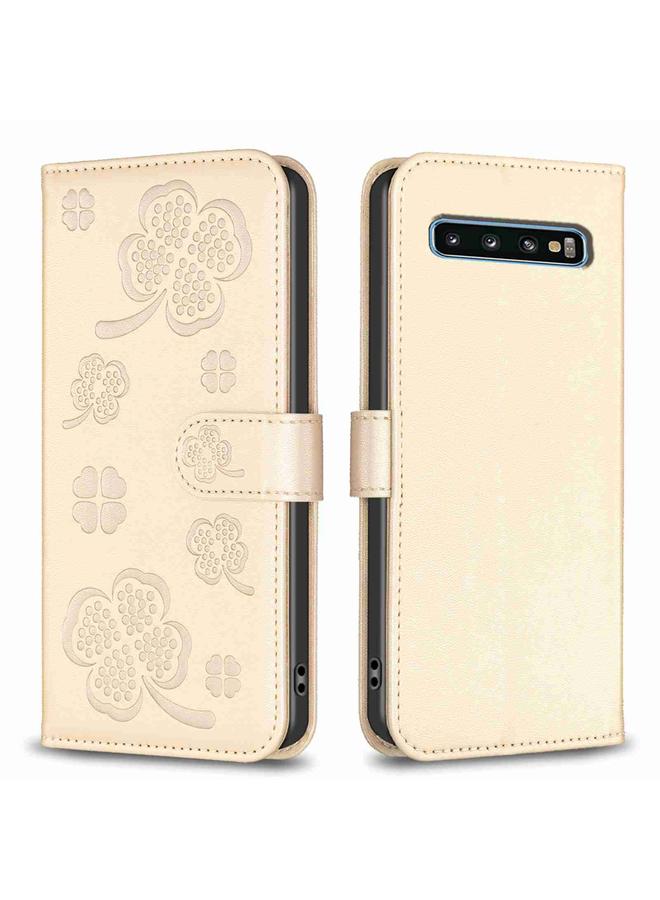 اس-توب جراب لهاتف Samsung Galaxy S10 مصنوع من الجلد المنقوش بأربع أوراق - Image 1