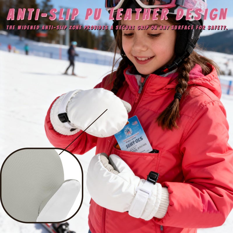 LPMOERA Kids Gloves Winter Toddler Snow Waterproof Gloves Kids Mittens For Boys Girls Ski Glove Warm Thermal Fleece White Dinosaur XSï¼ˆ3-5Tï¼‰ - Image 4