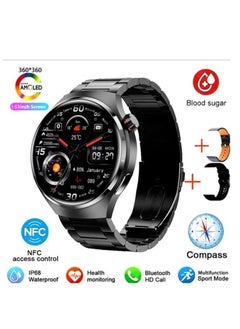 GT4 Pro Smart Watch For Men With 2 Extra Bracelets , Bluetooth Call , Blood/Oxygen/Heart Rate Monitor