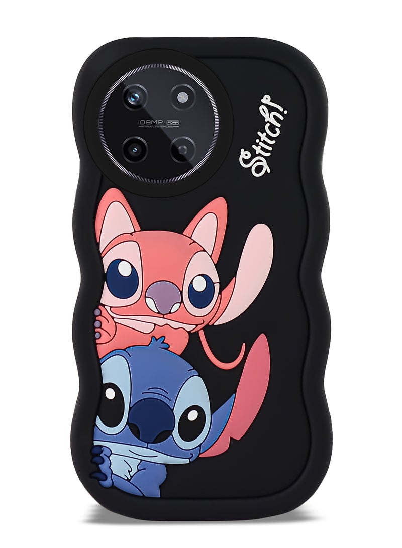 Lilo and Stitch Cartoon 3D Wavy Soft Silicone Phone Case for Realme 11 4G (Black) - Image 1