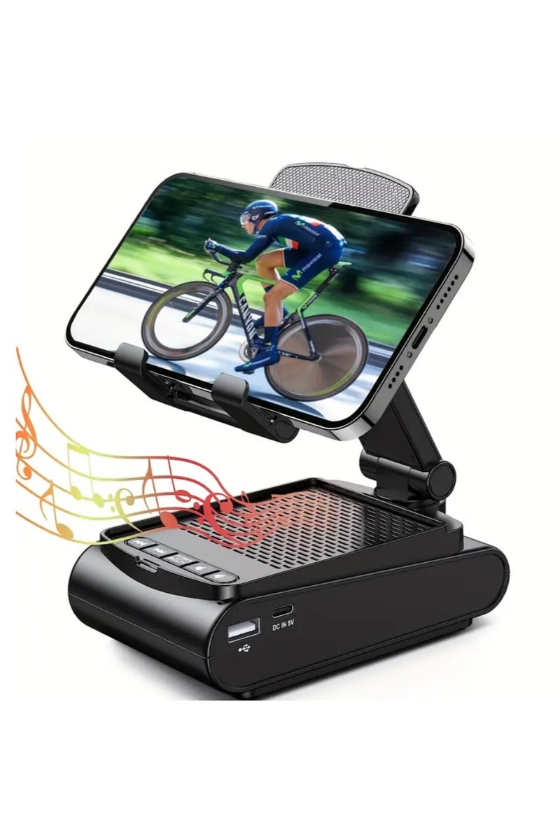 Cell Phone Stand With Wireless Speaker And Non-slip Base, Suitable For Indoor And Outdoor And Desktop, Portable Mobile Phone Stand Speaker For Party Camping - Image 1