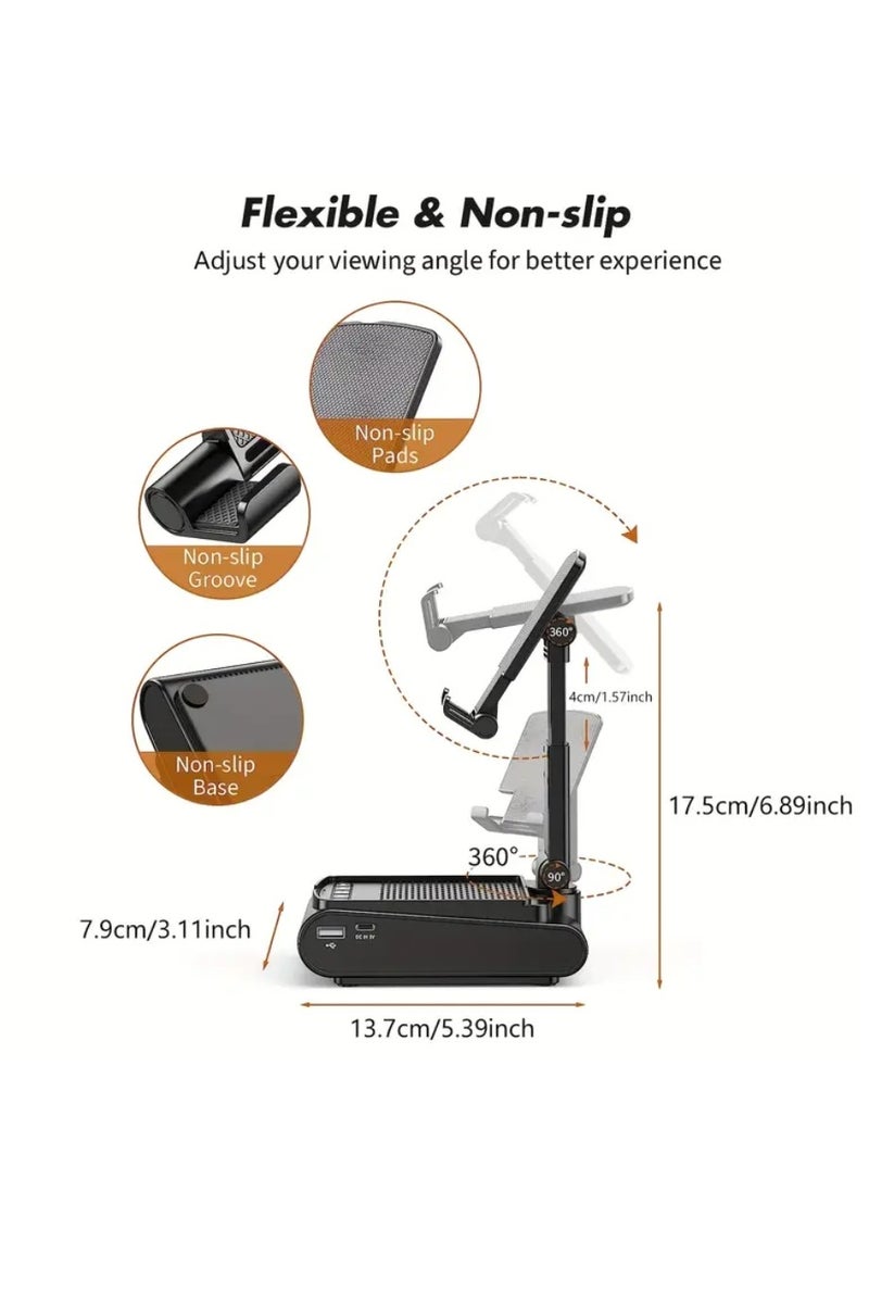 Cell Phone Stand With Wireless Speaker And Non-slip Base, Suitable For Indoor And Outdoor And Desktop, Portable Mobile Phone Stand Speaker For Party Camping - Image 2