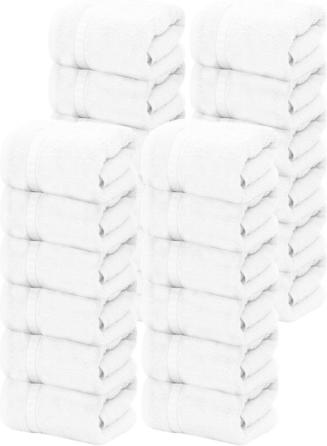GOLD TEXTILES Luxury Wash Cloths Set of 24, White (13x13 Inches) 100% Ring Spun Cotton, Premium Feel with High Absorbency Ideal Washcloths for Bathroom, Salon, Spa and Gym (24, White) - Image 1
