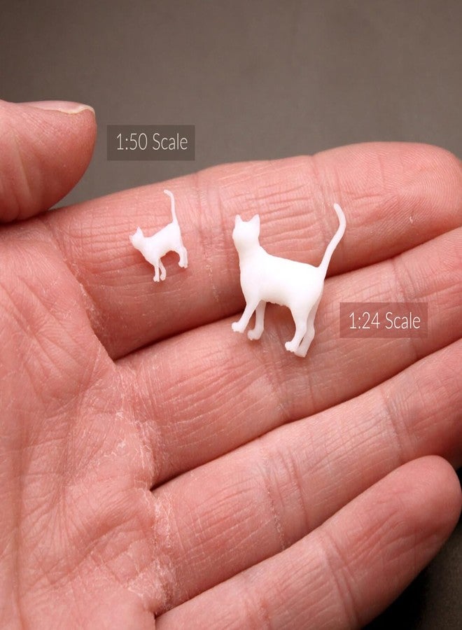 RillyRellow Micro Miniature Standing Kitty, Miniature Blank Cat Unpainted Pet Kittens, Dollhouse Tiny Cat, for Dollhouse, Model Domestic, Fairy Garden, Terrarium (2PCS) (1:24 Scale cat) - Image 5