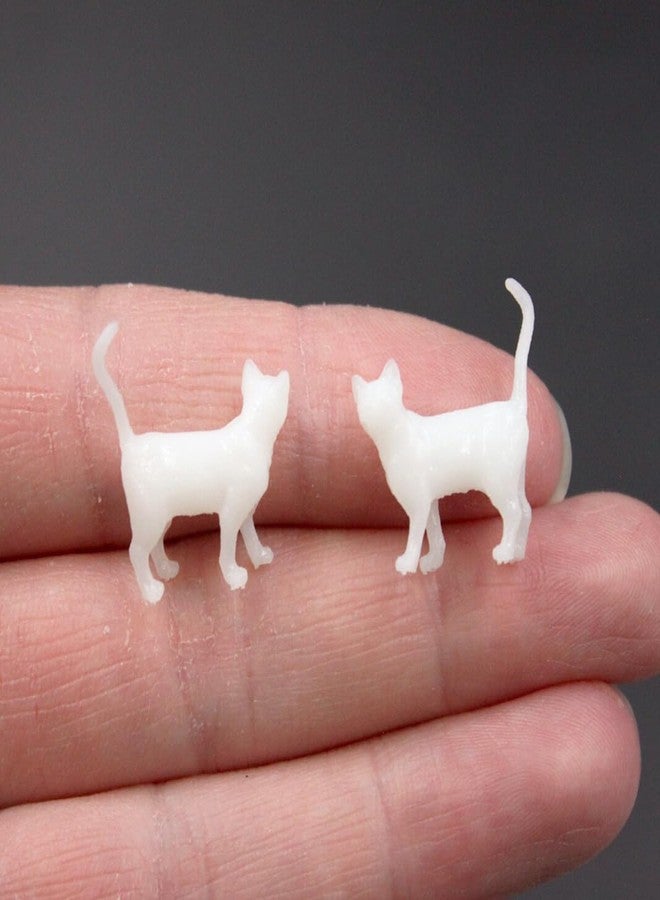 RillyRellow Micro Miniature Standing Kitty, Miniature Blank Cat Unpainted Pet Kittens, Dollhouse Tiny Cat, for Dollhouse, Model Domestic, Fairy Garden, Terrarium (2PCS) (1:24 Scale cat) - Image 2