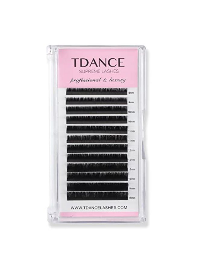 TDance رموش صناعية فردية شبه دائمة بسمك 0.18 مم، رموش كلاسيكية حريرية للاستخدام الاحترافي في الصالونات، بطول 8-15 مم في علبة واحدة (D-0.18,8-15Mm) - Image 1