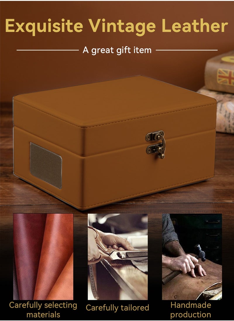 Vinyl Record Retro CD Player,Bluetooth 5.0 Portable Desktop CD Player Speaker,Vintage Leather Case Stylish and Functional Music Player for Entertainment and Home Decoration（Brown）