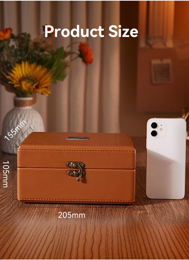 Vinyl Record Retro CD Player,Bluetooth 5.0 Portable Desktop CD Player Speaker,Vintage Leather Case Stylish and Functional Music Player for Entertainment and Home Decoration（Brown）