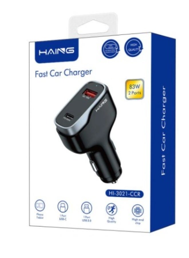 Haing Fast Car Charger 2 Ports 83W - Image 1