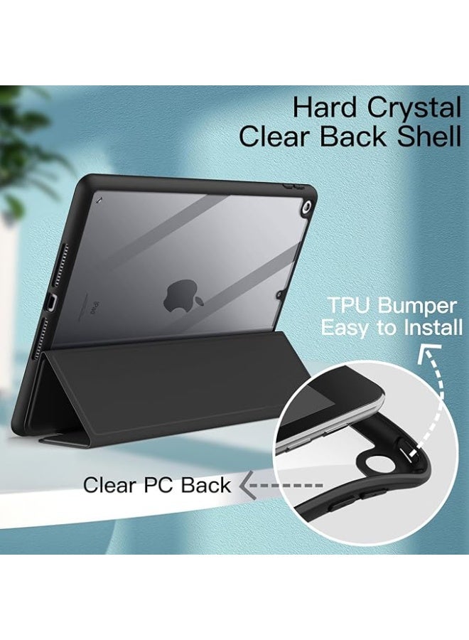 حافظة لجهاز iPad 9.7 بوصة 2018/2017 (الجيل السادس والخامس) مع حامل قلم، حافظة iPad Air 1 /Air 2، غطاء خلفي مرن واقٍ شفاف (أسود) - Image 3