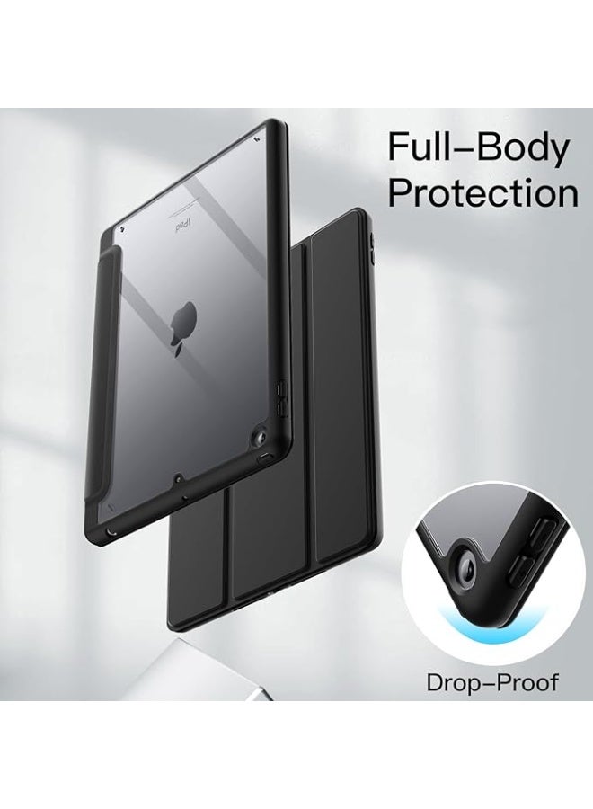 حافظة لجهاز iPad 9.7 بوصة 2018/2017 (الجيل السادس والخامس) مع حامل قلم، حافظة iPad Air 1 /Air 2، غطاء خلفي مرن واقٍ شفاف (أسود) - Image 4