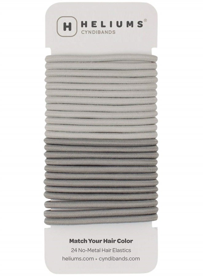 Cyndibands Hair Ties for Gray - 4mm Elastic Ponytail Holders - Match Your Hair Color Bands - 24 Count (Light Silver/Gray) - Image 1