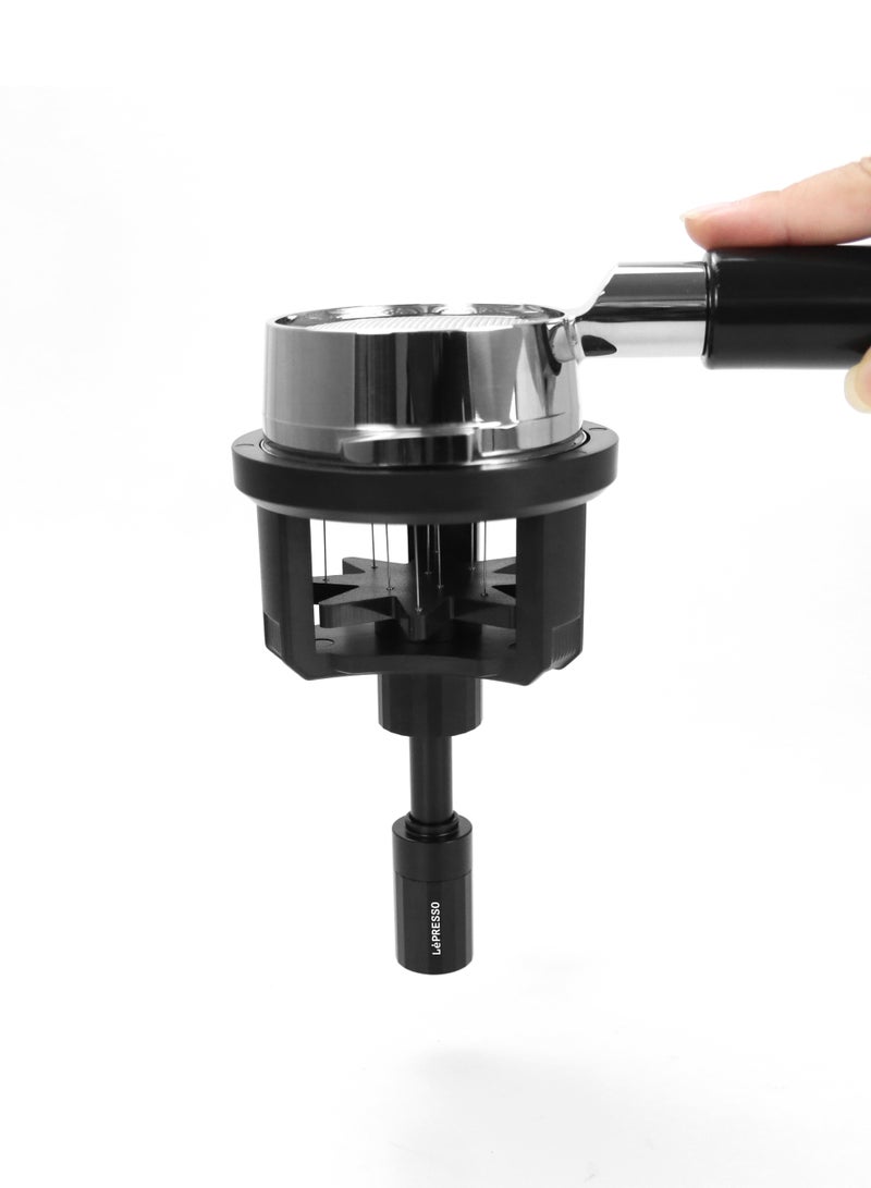LePRESSO WDT Tool Espresso 58mm, Espresso Distribution Tool with Magnetic Base for Barista / Adjustable Depth Needle Distributor Tool / Stainless Steel Needle / Compatible Size 58mm Portafilter / Compact & Portable - Black - Image 2