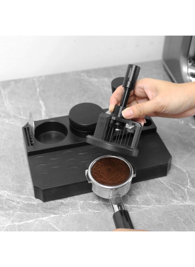 LePRESSO WDT Tool Espresso 58mm, Espresso Distribution Tool with Magnetic Base for Barista / Adjustable Depth Needle Distributor Tool / Stainless Steel Needle / Compatible Size 58mm Portafilter / Compact & Portable - Black - Image 4
