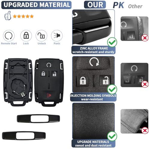 JJCHQ Key Fob Case for Chevy Silverado 1500 2500 3500 HD Colorado GMC Sierra Canyon 2021 2020 2019 2018 2017 2016 2015 2014 M3N-32337100 Keyless Entry Remote Key Shell Replacement 4 Button Pad Cover - Black - Image 3
