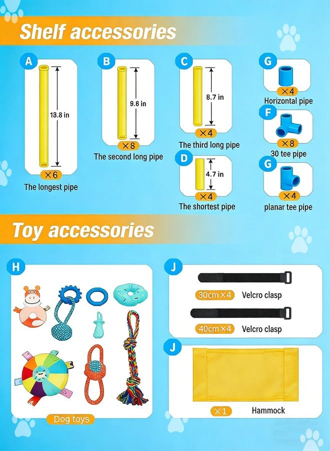 Bullro Puppy Play Gym with 8 Hanging Toys, Dog Jungle Gym Indoor with Hammock and Funny Enrichment Toys, PVC Frame Puppy Gym Activities Center for Puppies, Dog Gym Playground - Image 5