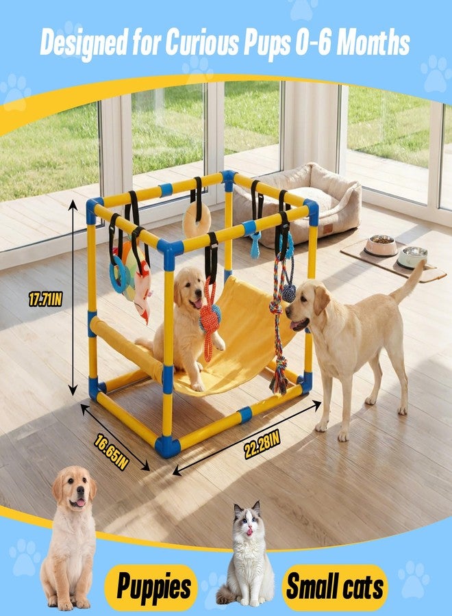 Bullro Puppy Play Gym with 8 Hanging Toys, Dog Jungle Gym Indoor with Hammock and Funny Enrichment Toys, PVC Frame Puppy Gym Activities Center for Puppies, Dog Gym Playground - Image 2