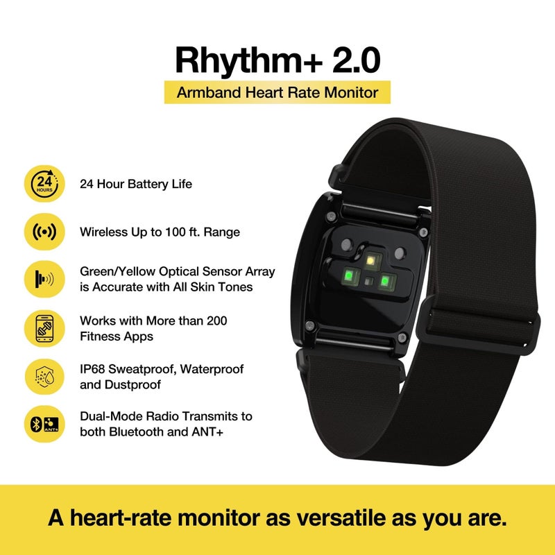 Scosche Rhythm R+2.0: Advanced Waterproof & Dustproof Heart Rate Monitor Armband with ANT+ & BLE Bluetooth Smart for Accurate Workout Tracking Compatible with Smartphones, Wahoo, Peloton, NordicTrack - Image 2