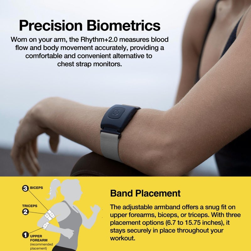 Scosche Rhythm R+2.0: Advanced Waterproof & Dustproof Heart Rate Monitor Armband with ANT+ & BLE Bluetooth Smart for Accurate Workout Tracking Compatible with Smartphones, Wahoo, Peloton, NordicTrack - Image 3