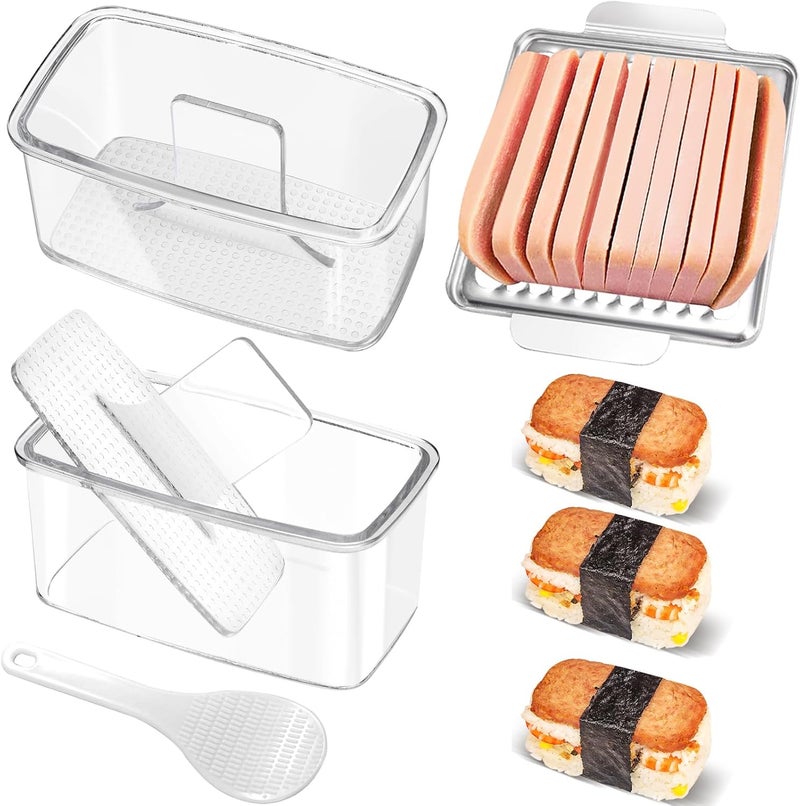 DIMVKA Musubi Press Mold Kit with Slicer for SPAM, 2 Pack Hawaiian Sushi Rice Press Maker for Onigiri (Non-Stick, Easy Clean) - Image 1