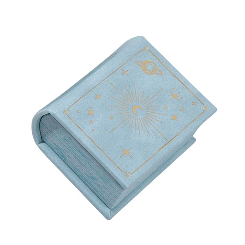 Vintage Book Shaped Jewelry Box Portable Rings Holder Lake Water Blue Color - Image 2
