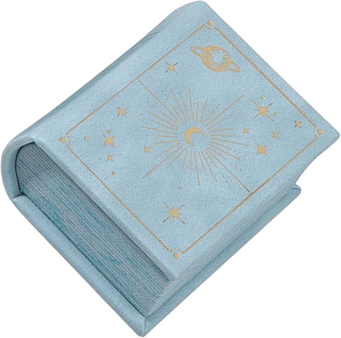 Vintage Book Shaped Jewelry Box Portable Rings Holder Lake Water Blue Color - Image 1