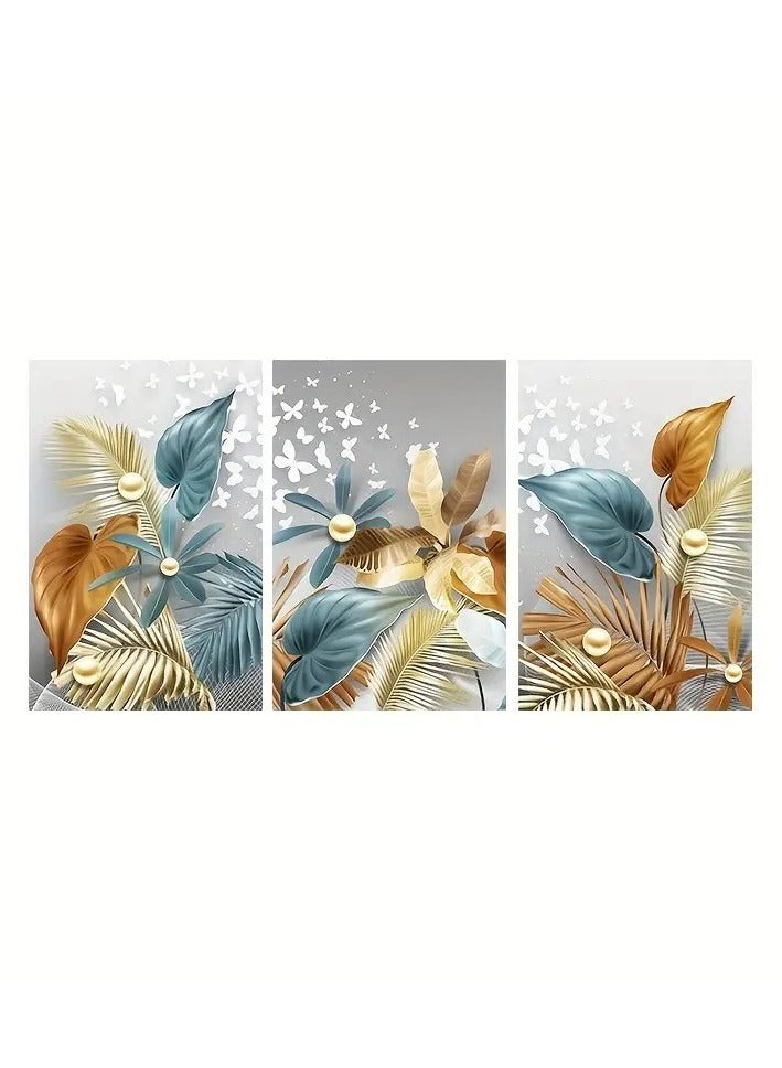 GUDOO Set Of 3 Framed Canvas Wall Arts, Abstract Wall Art Butterfly Pearl Canvas Prints Art Canvas Painting for Home Decoration - Image 4