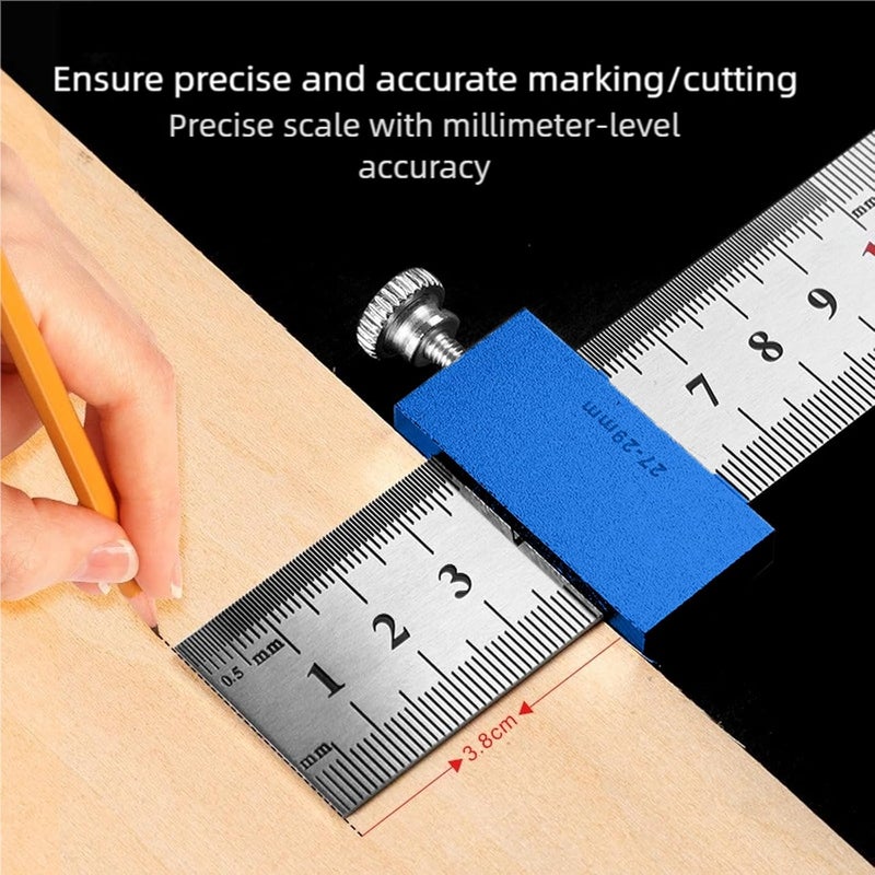 Accuracy Engineered Woodworking Measuring Tool Featuring Aluminum Build & Sliding Positioning Mechanism for Project Positioning Block Measuring Tool for Woodworkers - Image 2