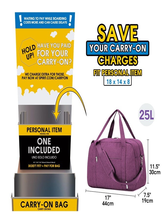 Narwey 18" Carry on Bag Underseat for Airplane with Wet Pocket Spirit Airlines Personal Item Bag Travel Duffel Bag Small Gym Bag Weekender Overnight for Women and Men (Dark Purple) - Image 2