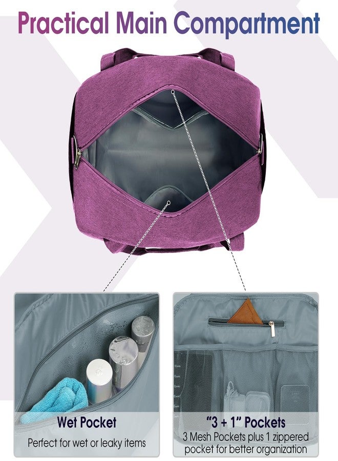 Narwey 18" Carry on Bag Underseat for Airplane with Wet Pocket Spirit Airlines Personal Item Bag Travel Duffel Bag Small Gym Bag Weekender Overnight for Women and Men (Dark Purple) - Image 3