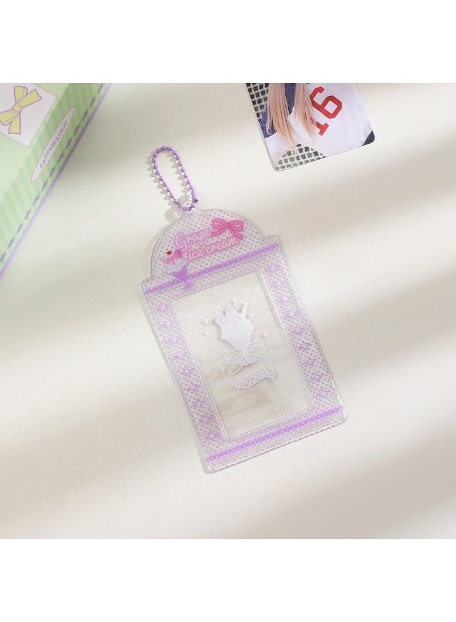 NIBEMINENT 1 - Piece Transparent Loose Powder PVC Kpop Photo Card Holder Pendant Key Chain ID Badge Holder ID Card Holder Photo Card Protector for School ID Office ID Access Card for Women Girls - Image 1
