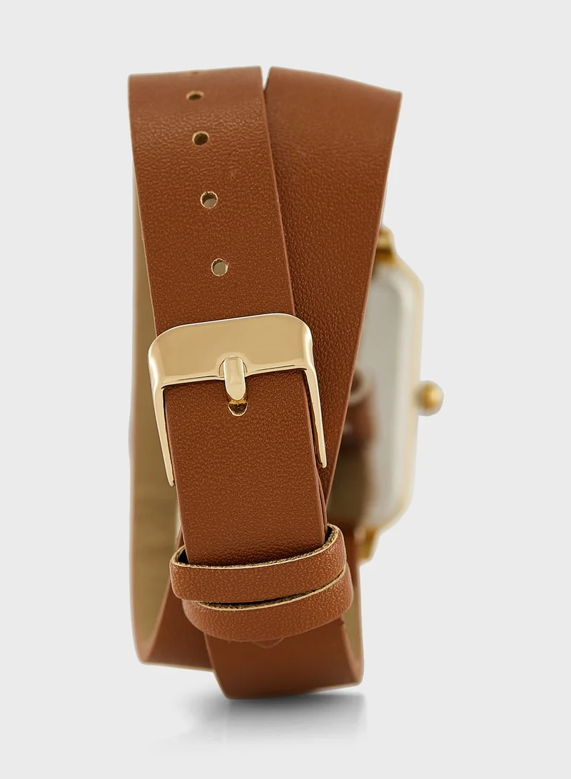ELLA Double Wrap Rectangle Strap Analogue Watch