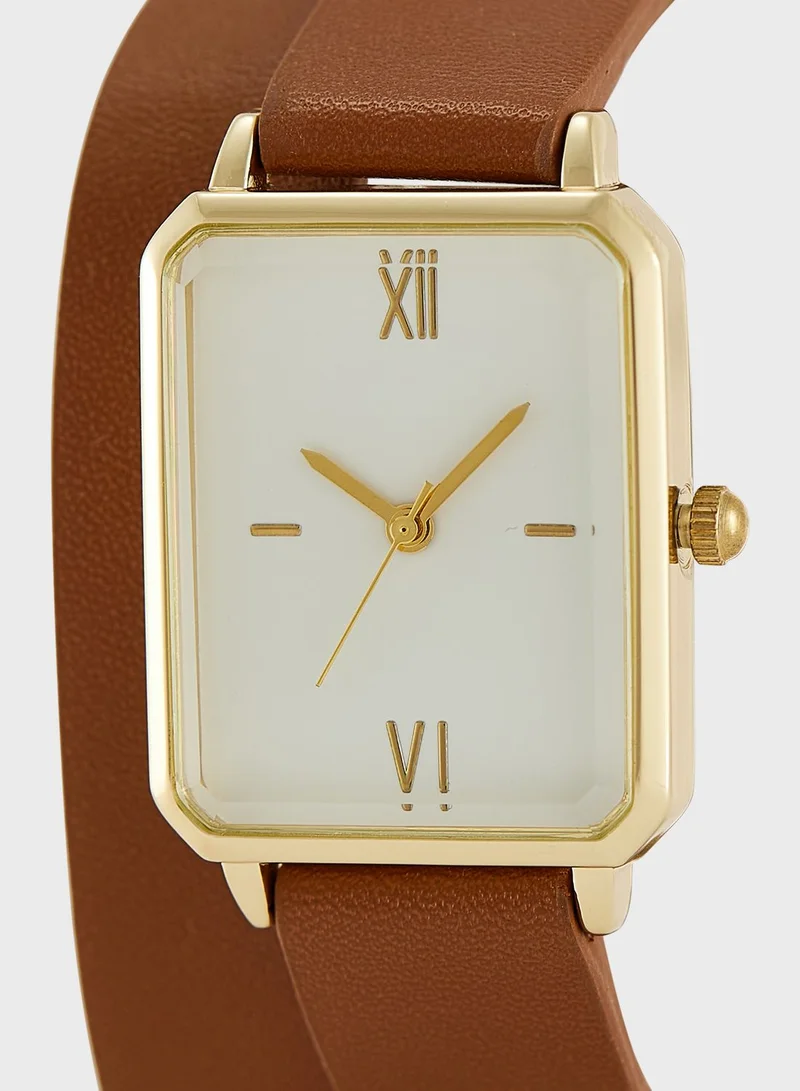ELLA Double Wrap Rectangle Strap Analogue Watch