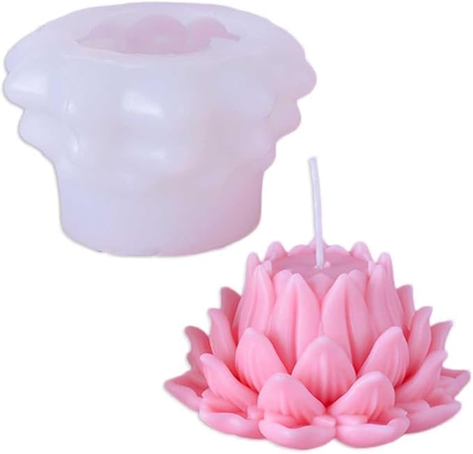 LEGACYCART LEGACYCART Lotus Flower Silicone Candle Mould for Making Scented Candle Wax Waxmelts Aromatherapy Chocolate Candy Cake Decoration Cupcake Handmade Soap Making Resin Crafts Floral Home Decor Party Gifts Molds 