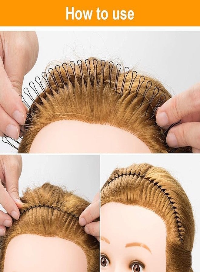 Plenteous مجموعة دبابيس تثبيت الشعر على شكل حرف U، دبابيس مشط معدنية صغيرة لتثبيت الغرة، أداة تصفيف الشعر المرفوع، مشابك شعر غير مرئية للفتيات والسيدات، إكسسوارات شعر (قطعتان، أسود) - Image 5