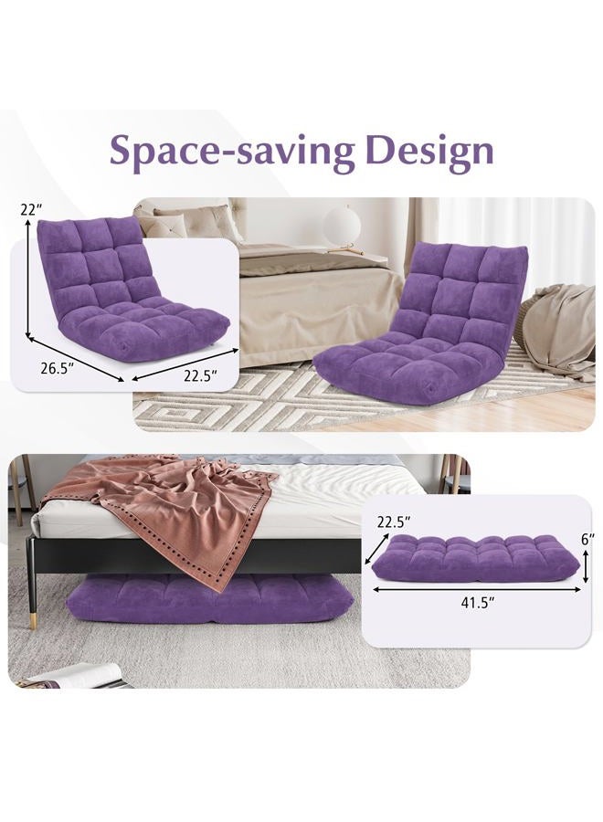 Giantex 14-Position Floor Sofa, Folding Gaming Sofa Chair, Comfy Cushions & Study Steel Frame, Angle Adjustable Sleeper Bed, Couch Recliner (Purple) - Image 2