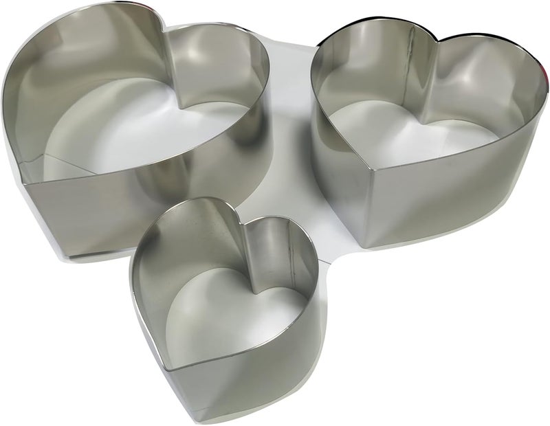 SADYFON Set of 3, Heart Shaped Cake Pan, Bottomless, 4 inch and 6 inch and 8 inch Cake Decorating Mould for Wedding, Party, Family other Occasions, Stainless Steel - Image 5