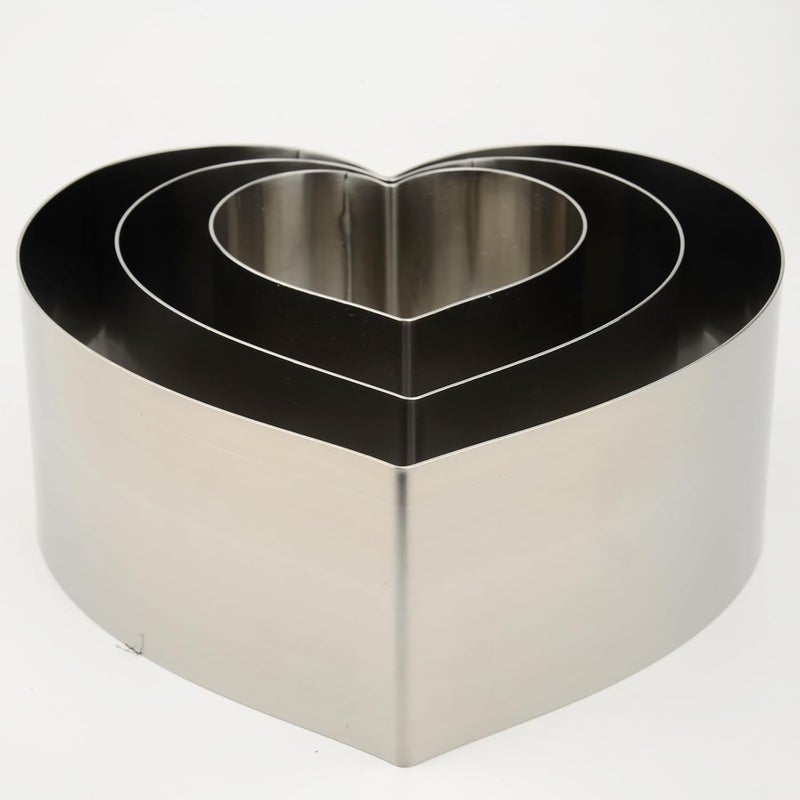 SADYFON Set of 3, Heart Shaped Cake Pan, Bottomless, 4 inch and 6 inch and 8 inch Cake Decorating Mould for Wedding, Party, Family other Occasions, Stainless Steel - Image 3